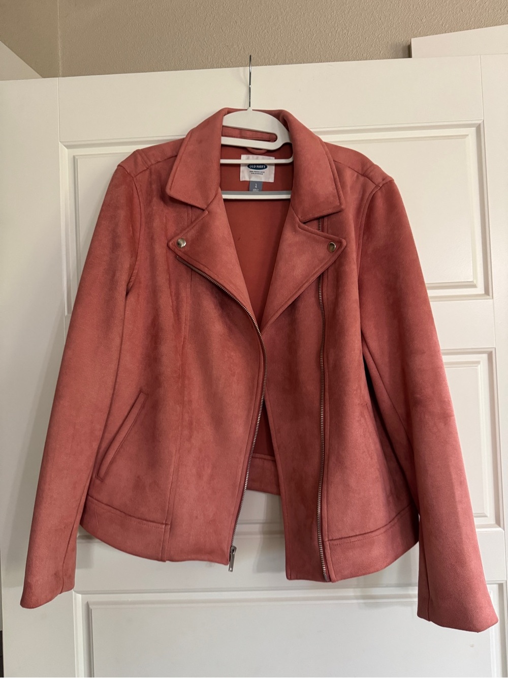 Old Navy Dusty Rose Faux Suede Moto Jacket